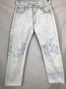 Pantalones de mezclilla Levis 501 para hombre 29x28 azul blanco pierna recta botón mosca algodón (etiqueta 32x32) - Imagen 1 de 23