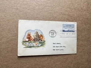 US 1945 FDC +UN Conference #928 +Sailing for Victory Cachet +Patriotic - Picture 1 of 2