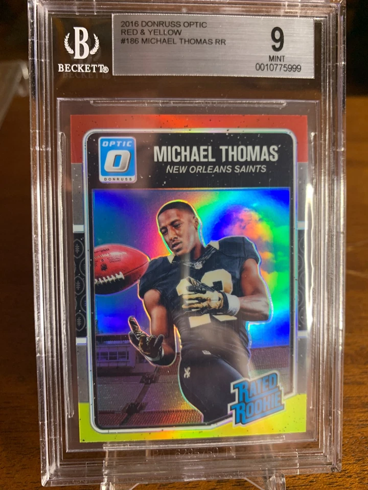* Star Michael Thomas 2016 Optic clasificación 186 novato radiocontrol rojo y amarillo BGS 9 como nuevo * Foto 1 de 1