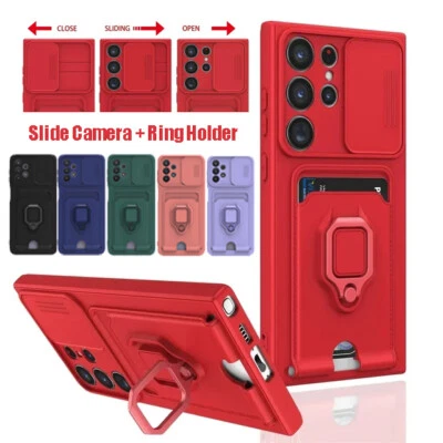 Case For Samsung S24 Ultra S23 FE S22 A54 Shockproof Ring Stand Card Slot Cover — 第 1/4 张图片
