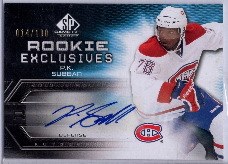 2010-11 SP Game Used Rookie Exclusives Autographs #REPS P.K. Subban 014/100 - Image 1 of 1