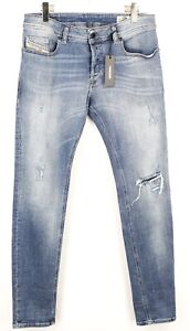 DIESEL Sleenker Slim-Skinny 084GL Stretch Jeans Men's W32/L32 Ripped Distressed