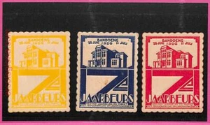 af8939 - INDONESIA - Juego de 3 SELLOS DE CARTEL - BANDOENG - Imagen 1 de 1