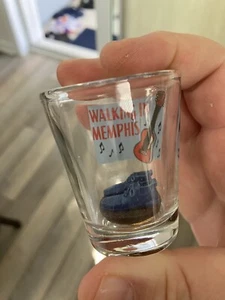 “Walking In Memphis” Blue suede Shoes Elvis Shot Glass - Picture 1 of 6