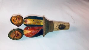 Vintage detaillierter handgeschnitzter mechanischer Flaschenkorkenverschluss aus Holz Bargeschirr alt - Bild 1 von 8