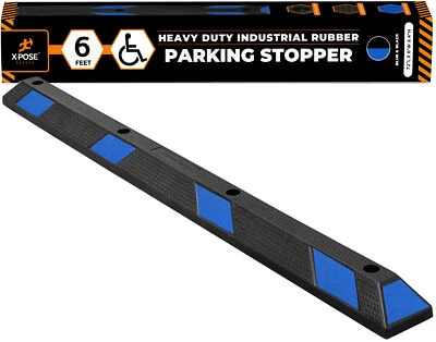 Parking Block Curb Stop, 72" Heavy Duty Blue Reflective Strip Handicap - 1 Pack - Image 1 of 4