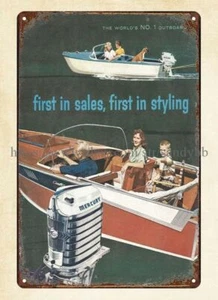 1959 Vintage Mercury Outboards Ads metal tin sign home decor sale - Picture 1 of 4