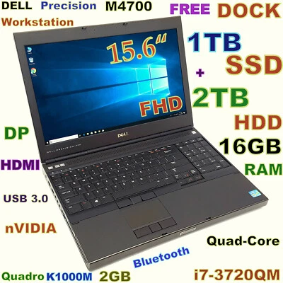 Workstation DELL M4700 i7-QUAD (1TB SSD + 2TB HDD) 16GB 15.6" FHD Quadro 2GB - Image 1 of 4
