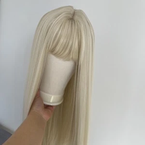 Platinum Blonde Cosplay Wig With Bangs Heat Resistant Hair Long Straight Women - Picture 1 of 8