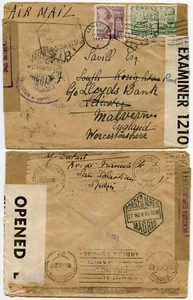 SPAIN DOUBLE CENSORED 1943 AIRMAIL SAN SEBASTIAN FORWARDED in GB LEICESTER - Picture 1 of 1