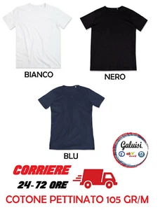 MAGLIETTA MANICHE CORTE ESTIVA Uomo T-SHIRT COTONE PETTINATO Collo Taglio Vivo - Bild 1 von 4