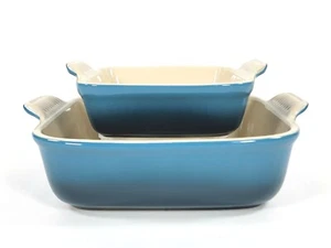 Le Creuset Stoneware Heritage Square Baking Dishes 5" & 8" Color  ~ DEEP TEAL - Picture 1 of 10