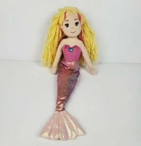 Muñeca de peluche rosa sirena brillante Aurora Sea Marinna 17" pelo rubio hilo - Imagen 1 de 10