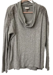 Top Knox Rosa Para Mujer XLarge Gris Camisa Capucha Cuello Tejido Suave Encaje Manga Larga Boho - Imagen 1 de 8