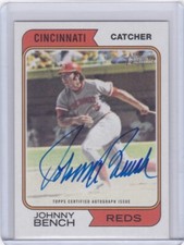 2023 Topps Heritage Johnny Bench Real One Auto Blue Ink On Card #74RO-JBH Reds