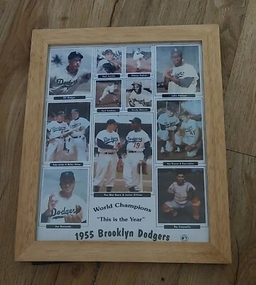 Brooklyn Dodgers 1955 World Series Champions Framed 8 x 10 rare Colage Photo - Image 1 of 4
