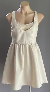 LADAKH Beige & Silver Metallic Sleeveless Fit & Flare Mini Dress Sizes 8-14 NWT - Picture 1 of 15