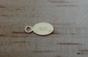 Tiny 10x5mm Gold Plated Sterling Silver Finding Oval Tag says 925 - Picture 1 of 4