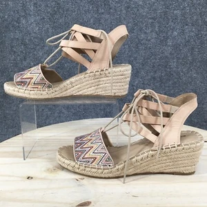 Rockport Sandals Womens 9.5 Casual Strappy Espadrille C10774 Beige Fabric Wedge - Picture 1 of 11