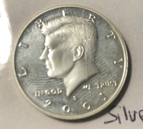 2001-S Proof Kennedy Silver Half Dollar Cover
