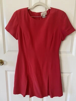 Vestido Pat Argenti Mujer 8 100% Seda Rojo Manga Corta Negocios Iglesia Clásico Foto 1 de 4