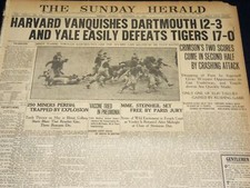 1909 NOVEMBER 14 THE BOSTON HERALD - HARVARD VANQUISHES DARTMOUTH 12-3 - BH 395