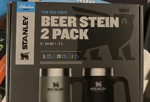 Stanley Adventure Series Big Grip Beer Steins 24 Oz 2-Set Green Black - Picture 1 of 8
