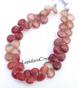 Natürlicher roter Andesin Labradorit Herz facettierte Perlen Schmuck Verwendung 8 Zoll Strang LC-502 - Bild 1 von 4