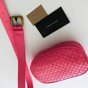 Bottega Veneta Intrecciato Pink Leather Belt Bag New Authentic  - Picture 1 of 10