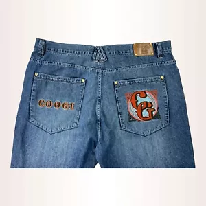Vintage COOGI Jeans Mens 46x36 Blue Baggy Embroidered Hip Hop Y2K - Picture 1 of 14