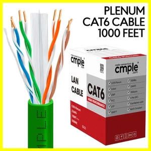 Cavo plenum Cat6 1000 piedi CMP cavo di rete Ethernet Cat 6 cavo internet verde - Foto 1 di 6