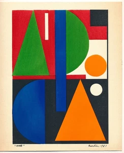 Vintage Auguste Herbin Oui 1951 Limited Edition Abstract Pochoir - Bild 1 von 7