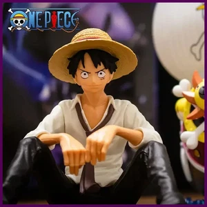 Modellino anime 12 cm pezzo unico Rufy posizione seduta action figure modello PVC. - Foto 1 di 24