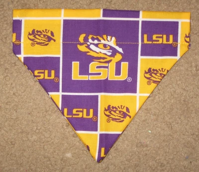Louisiana State University Tigers Dog Bandana - 2 designs - 5 sizes XS - XL - Image 1 of 2