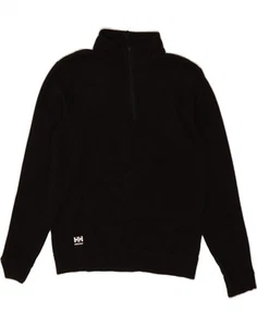 HELLY HANSEN Mens Zip Neck Sweatshirt Jumper Large Black Cotton DI37 - Picture 1 of 3