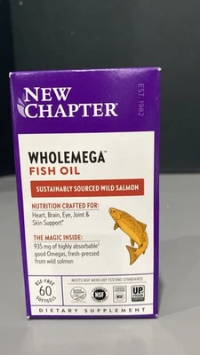 New Chapter Wholemega Fish Oil Wild Salmon 60-Exp: 08/2027 (L2) - Image 1 of 4