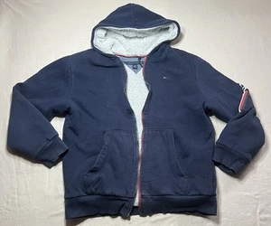 Tommy Hilfiger Boys Zip Front Signature Stripe Sherpa Hoodie Size L (16/18) - Picture 1 of 12