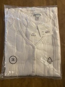 NEW Croft & Barrow White Cotton Cable-Knit Flyaway Cardigan Sweater Plus Size 3X - Picture 1 of 11