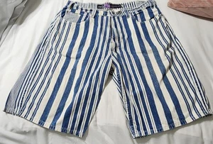 VTG Levis SilverTab Baggy Denim Jean Shorts Mens 34 Blue White Stripe 90s USA - Picture 1 of 15