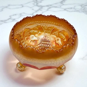 Fenton Carnival Glass Marigold Rose Bowl Horse Head Footed 3.5"x4.5" - Picture 1 of 10