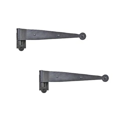 RENOVATORS SUPPLY MANUFACTURING Black Offset Strap Lift Off Pintle Hinge 11" x 2 5/8" Wrought Iron Pack of 2