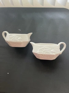 Blanc de Blanc Soßenschalen Set weiß Steingrund weiß Truthahn geprägt - Bild 1 von 7