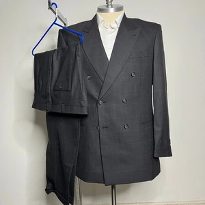Traje a Cuadros Personalizado Doble Pecho 46L 38W Para Hombre Formal de Negocios - Imagen 1 de 12