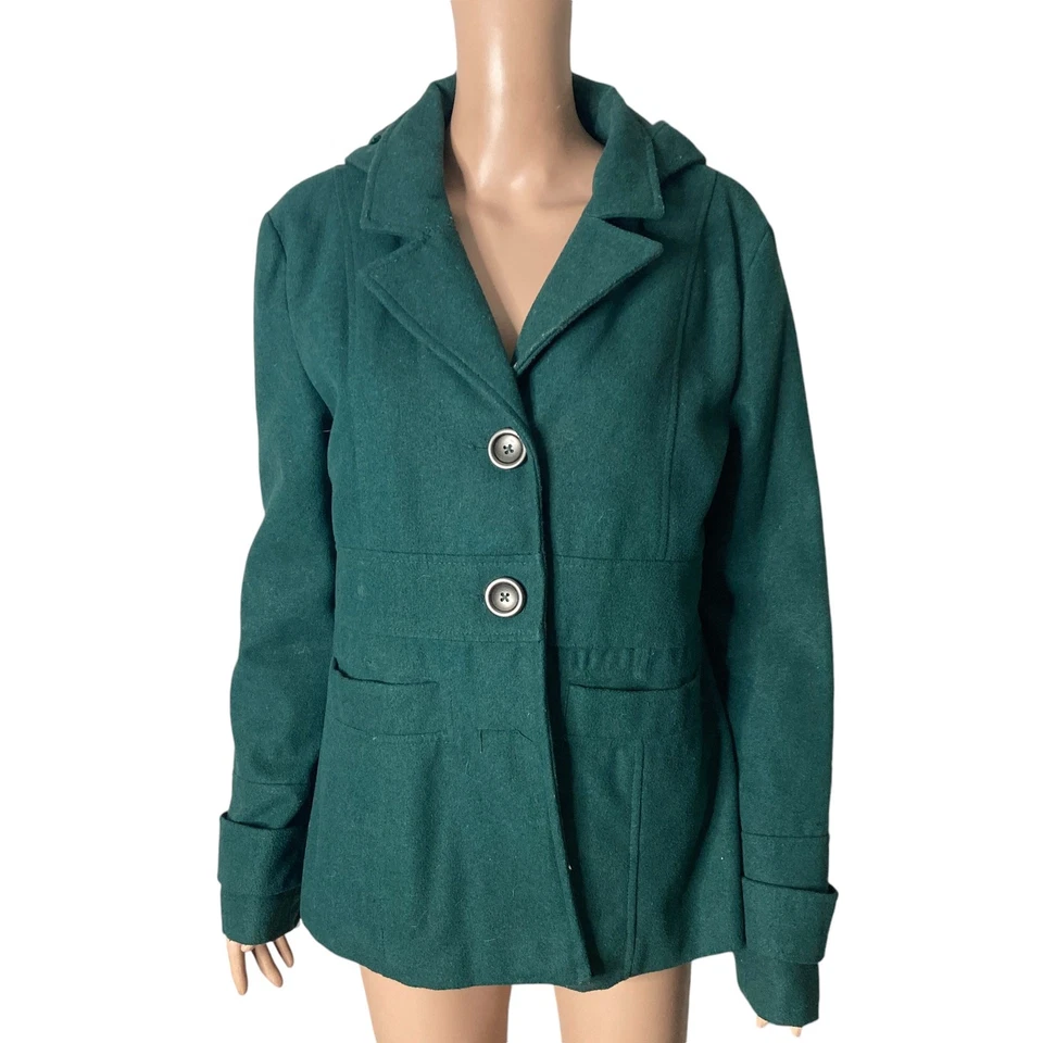 Vintage Jack Coat Womens Large Wool Blend Green Button Front  - Image 1 of 4