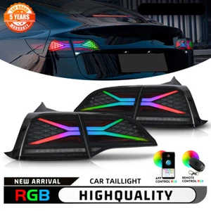 2X Rear LED RGB Chase Tail Lights Assembly For Model 3 Model Y 17-2022 Animation - Picture 1 of 13