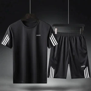 Traje deportivo transpirable para hombre camisa de manga corta y pantalones cortos sueltos de secado rápido - Imagen 1 de 9