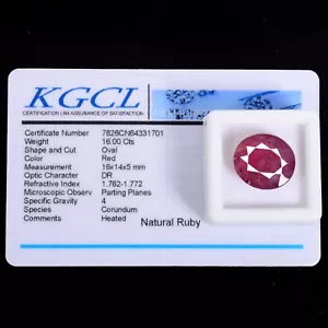 Certified 16.00 Ct Natural Mozambique Red Ruby Oval Faceted Gemstone For Jewelry - Picture 1 of 7