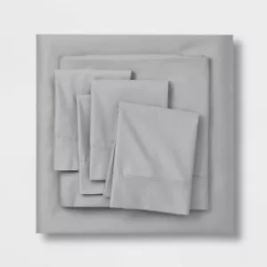 King 6pc 800 Thread Count Solid Sheet Set Light Gray - Threshold - Picture 1 of 4