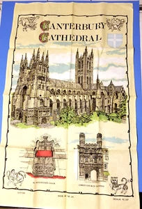 Tea Towel CANTEBURY CATHEDRAL ST. AUGUSTINE'S CHAIR CHRISTCHURCH GATEWAY Richlin - Picture 1 of 4