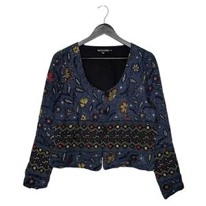 Chaqueta bordada con estampado floral Gudrun Sjoden talla M azul marino - Imagen 1 de 7